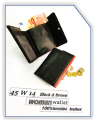 45 W14 Wallet Woman Black & Brown